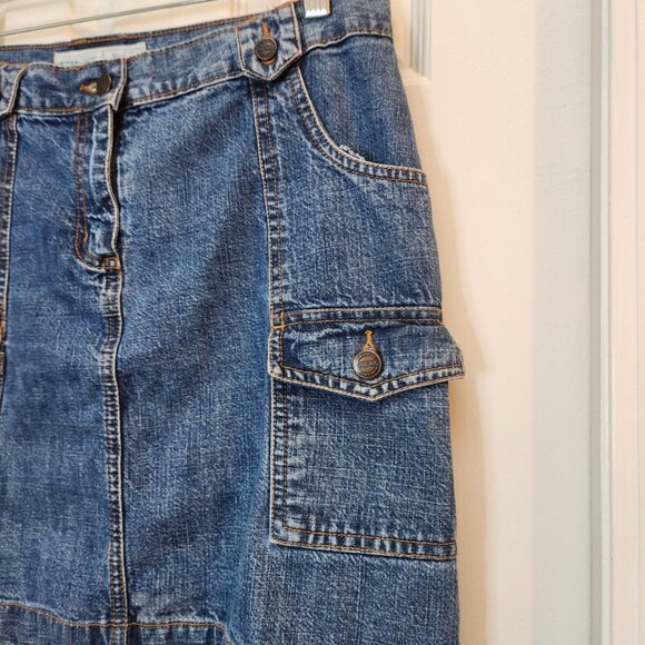 [10] Cherokee Denim Miniskirt size 10 six pockets 100% cotton jean skirt pockets - Picture 2 of 12